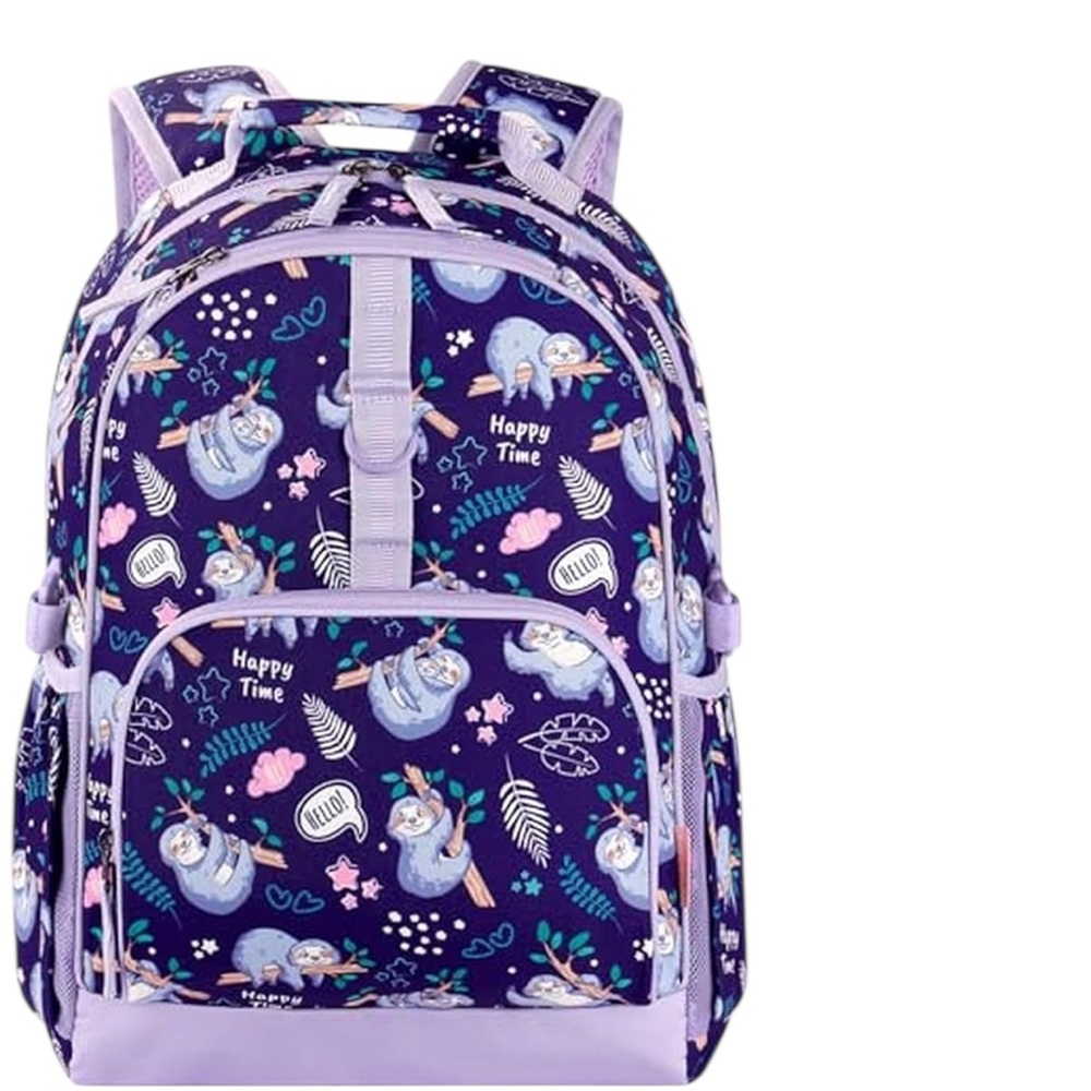 •NWOT Choco Mocha Sloth Backpack School Large Book Bag 18” Chest Strap Purple